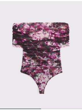 Abercrombie & Fitch Floral Off-Shoulder Bodysuit in Pink and Green